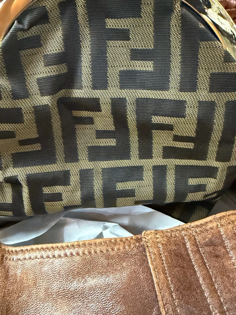 Fendi Brown Braided-Handle Leather Shoulder Bag